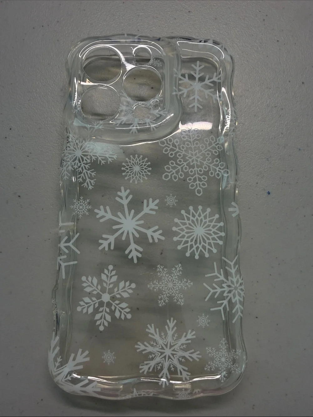 Clear Snowflake Pattern Phone Case 16 Pro - White